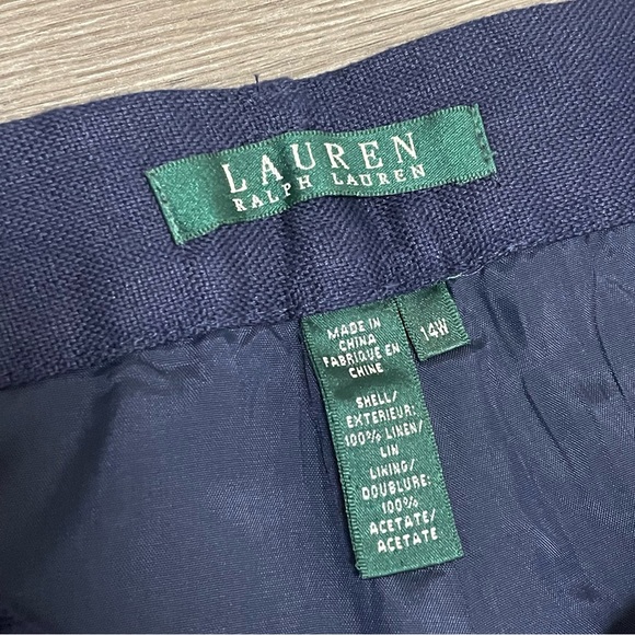 Lauren Ralph Lauren Womens Pants Trouser Linen Navy Blue Cuffed Sz 14W NWT $139 - Picture 4 of 8